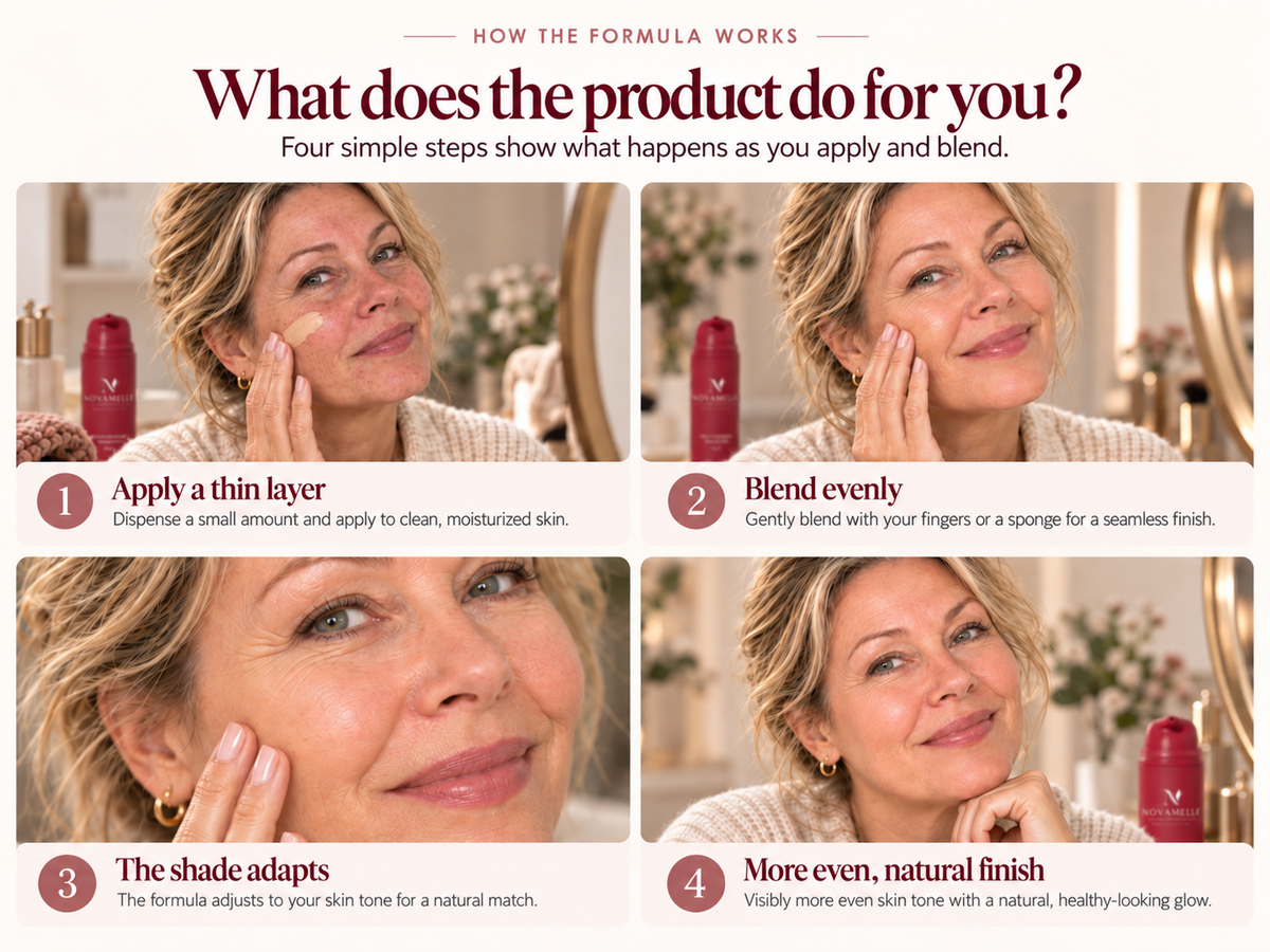 Novamelle four-step color-adapting foundation routine